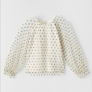 Zara Girls Tulle Polka Dot Top